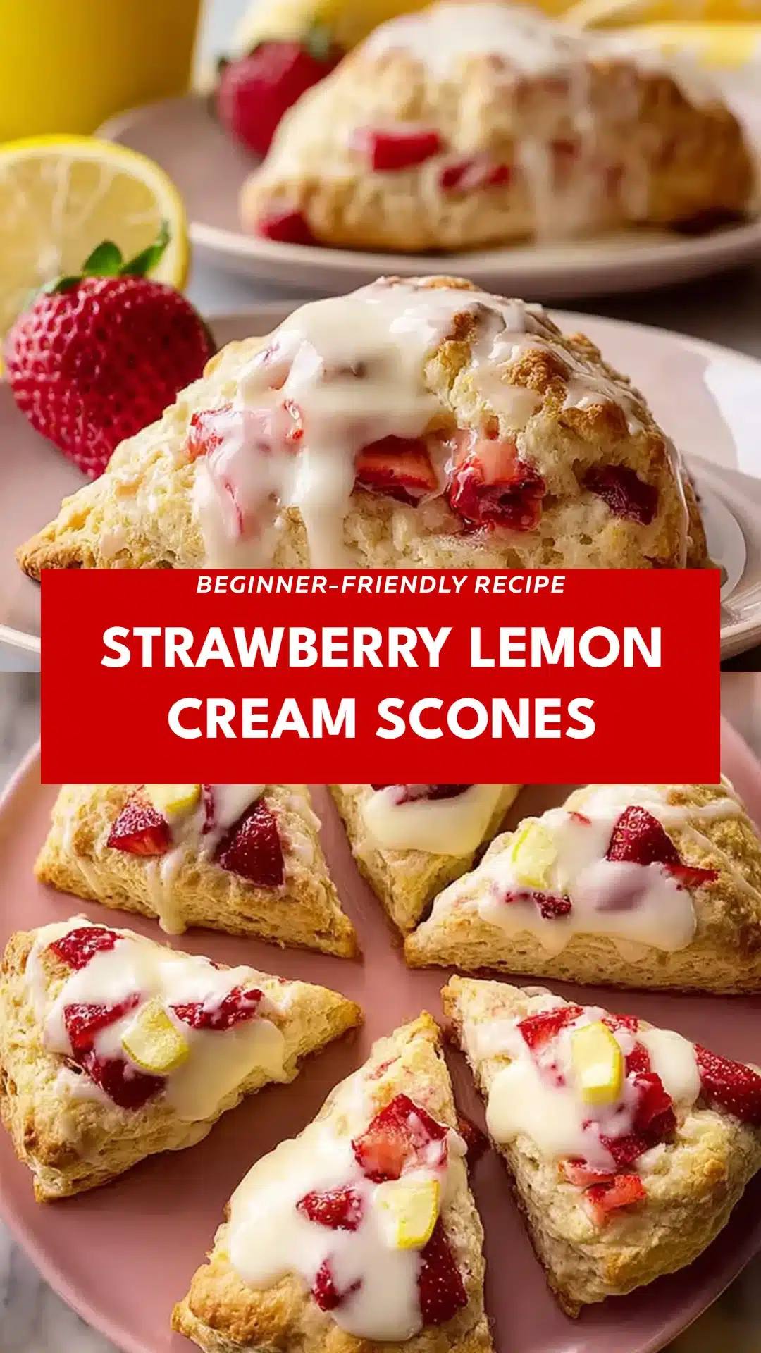 Strawberry Lemon Cream Scones