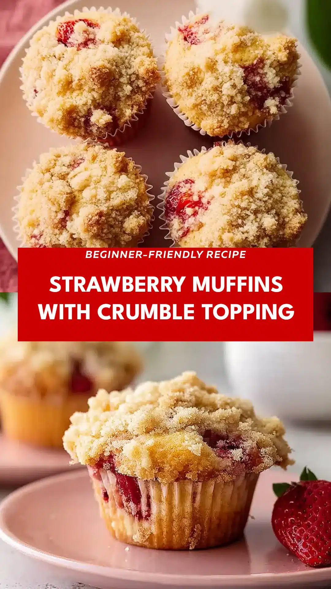 Strawberry Muffins with Crumble Topping