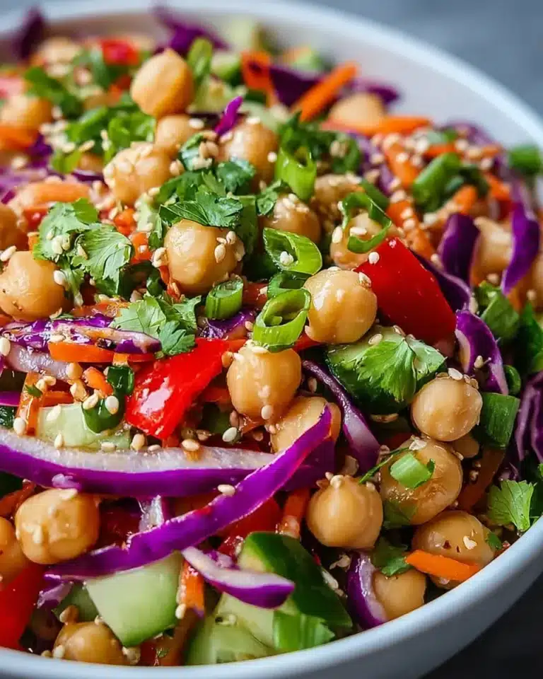 Colorful Thai Chickpea Salad with fresh vegetables and herbs