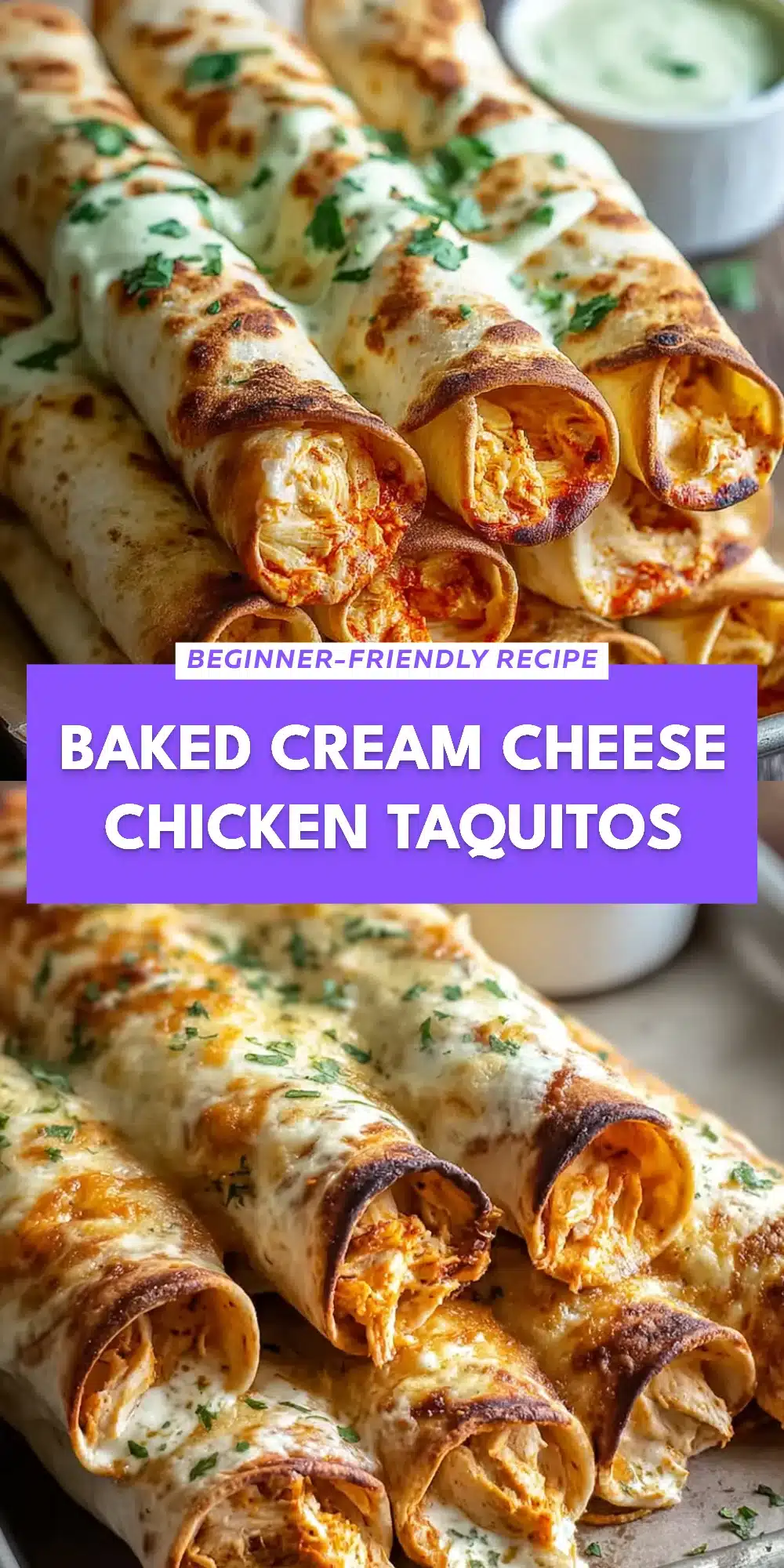 Baked Cream Cheese Chicken Taquitos