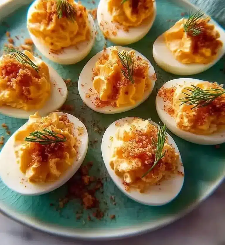 Bang Bang Shrimp Deviled Eggs - a delightful twist on a classic appetizer.