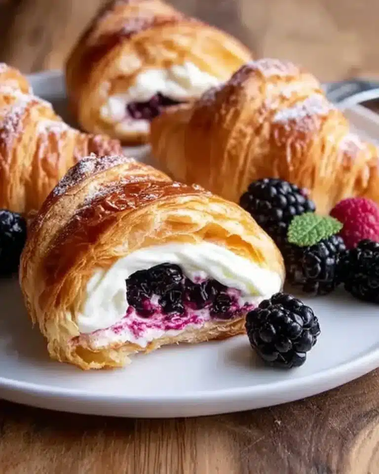 Fresh berry cream-filled croissants ready to enjoy for breakfast or dessert.