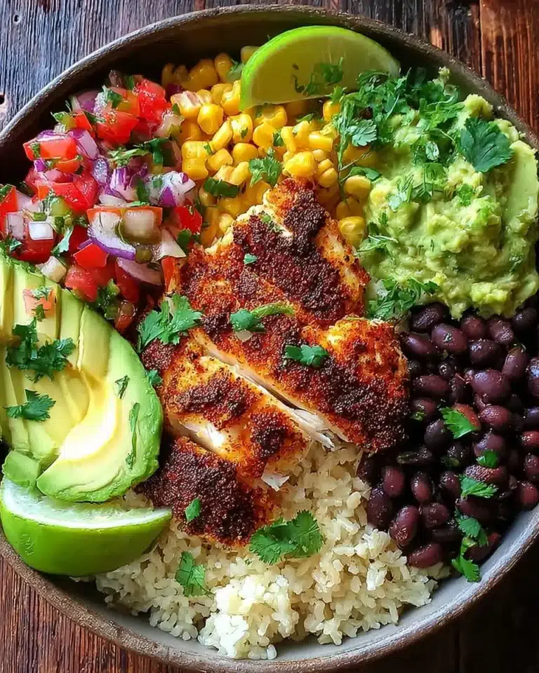 Delicious blackened fish taco bowls with fresh ingredients and vibrant colors