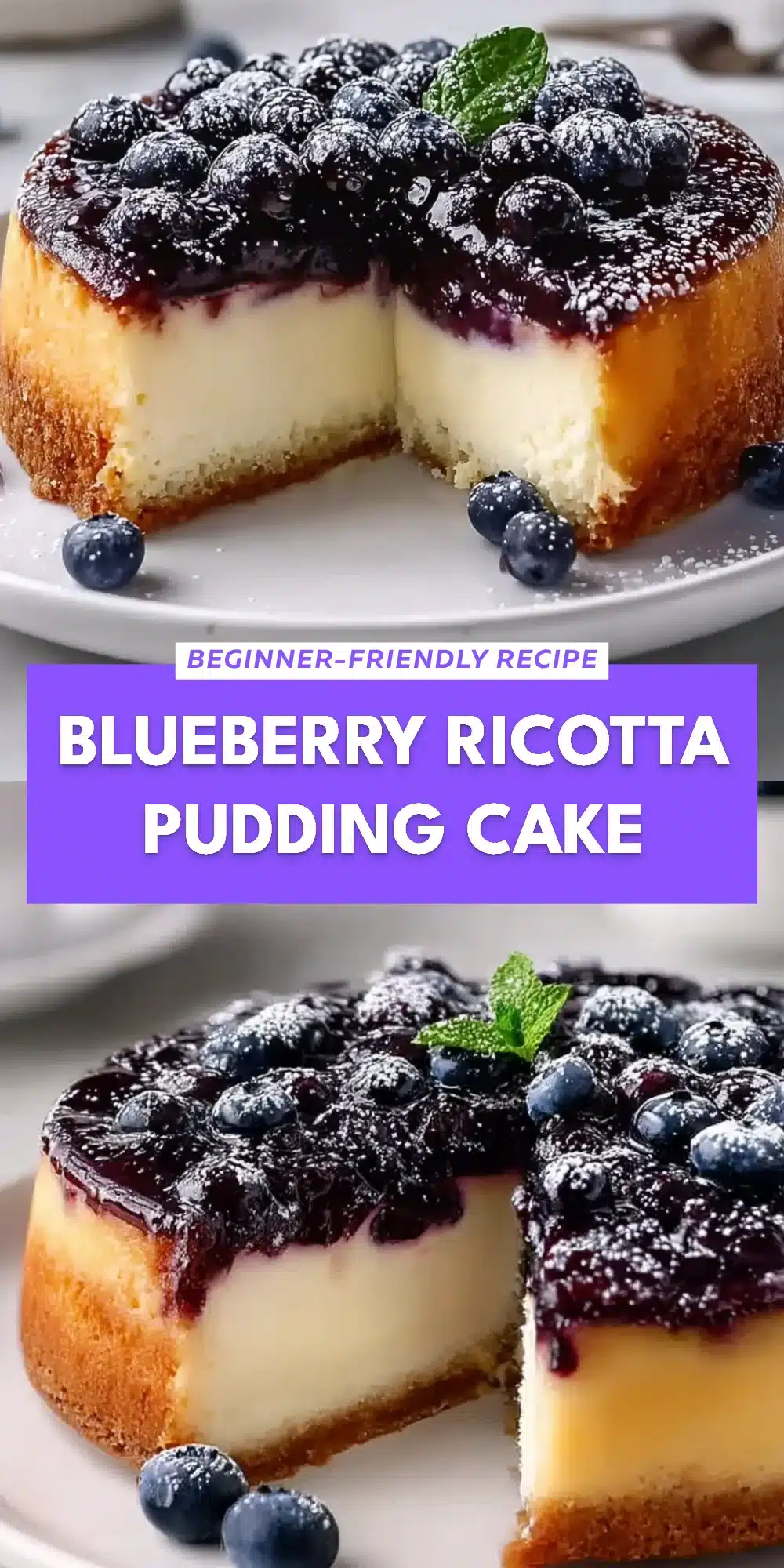 Blueberry Ricotta Pudding Cake
