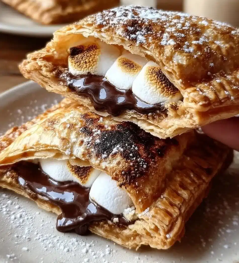 Buttery S'Mores Hand Pies with chocolate and marshmallow filling