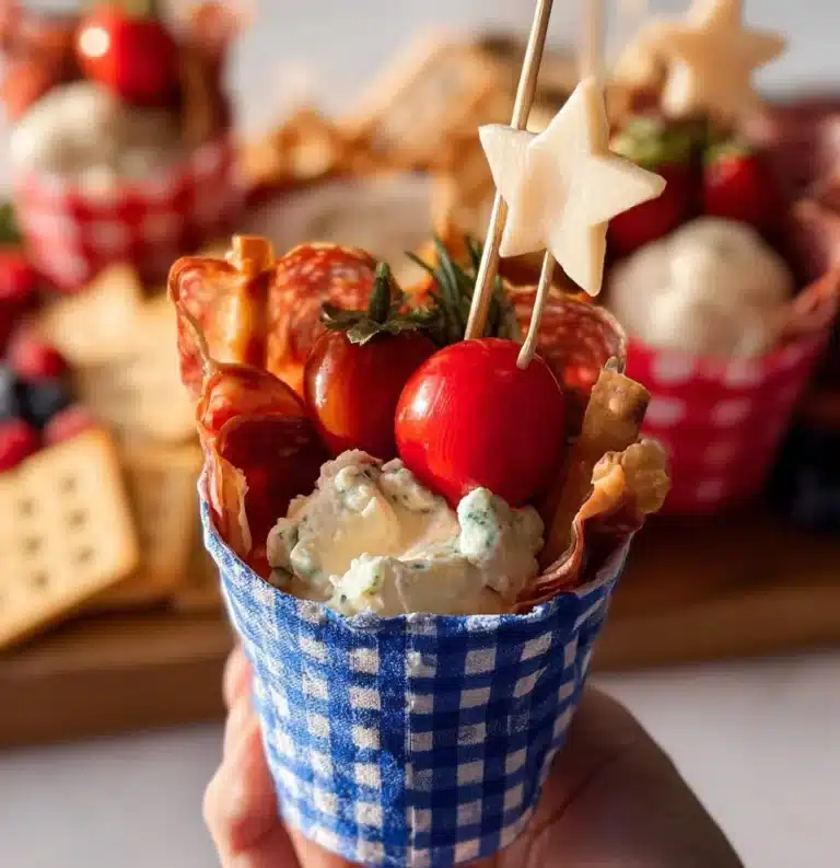 Assorted charcuterie cups filled with meats, cheeses, and fresh fruits.