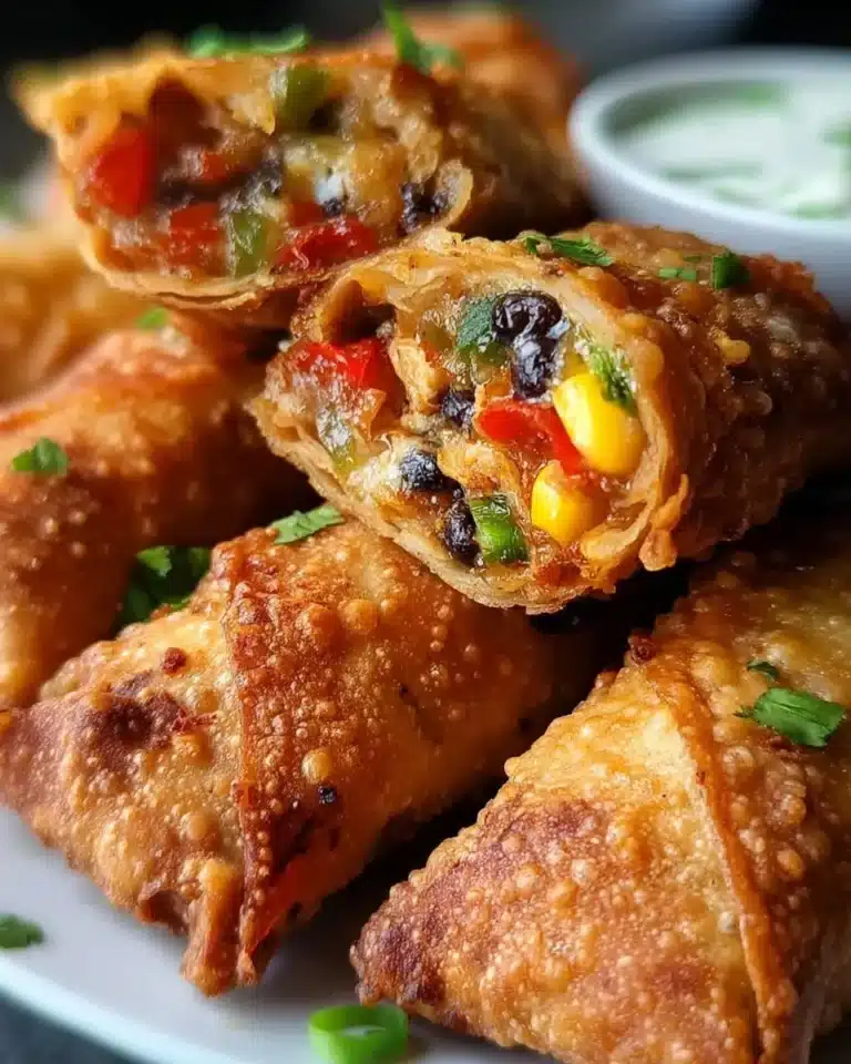 Chili's Southwest Eggrolls served with dipping sauce on a colorful plate