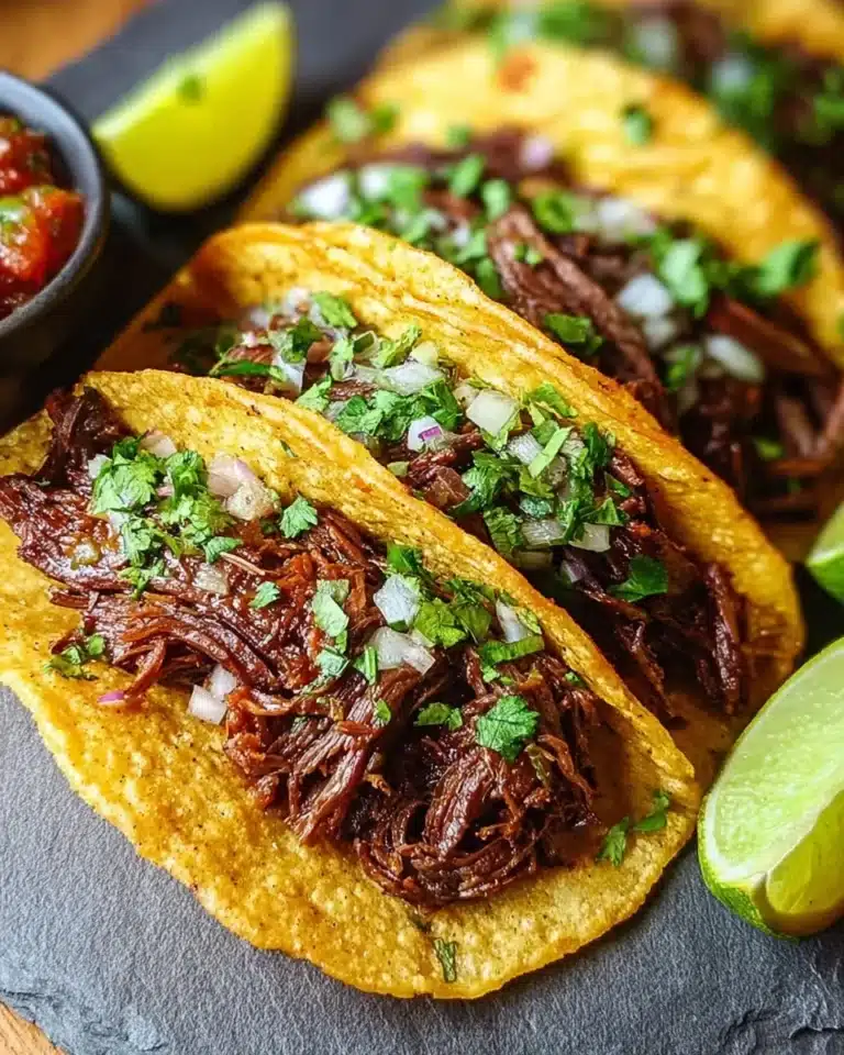 Delicious chuck roast tacos served with fresh toppings