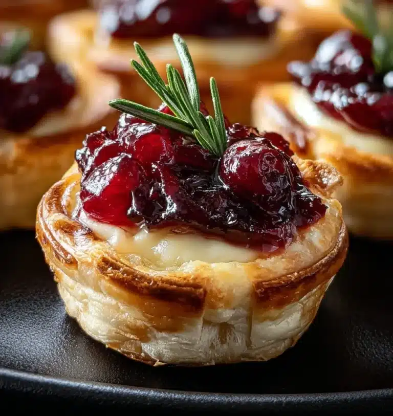 Delicious Cranberry Brie Bites served on a platter as an elegant appetizer.