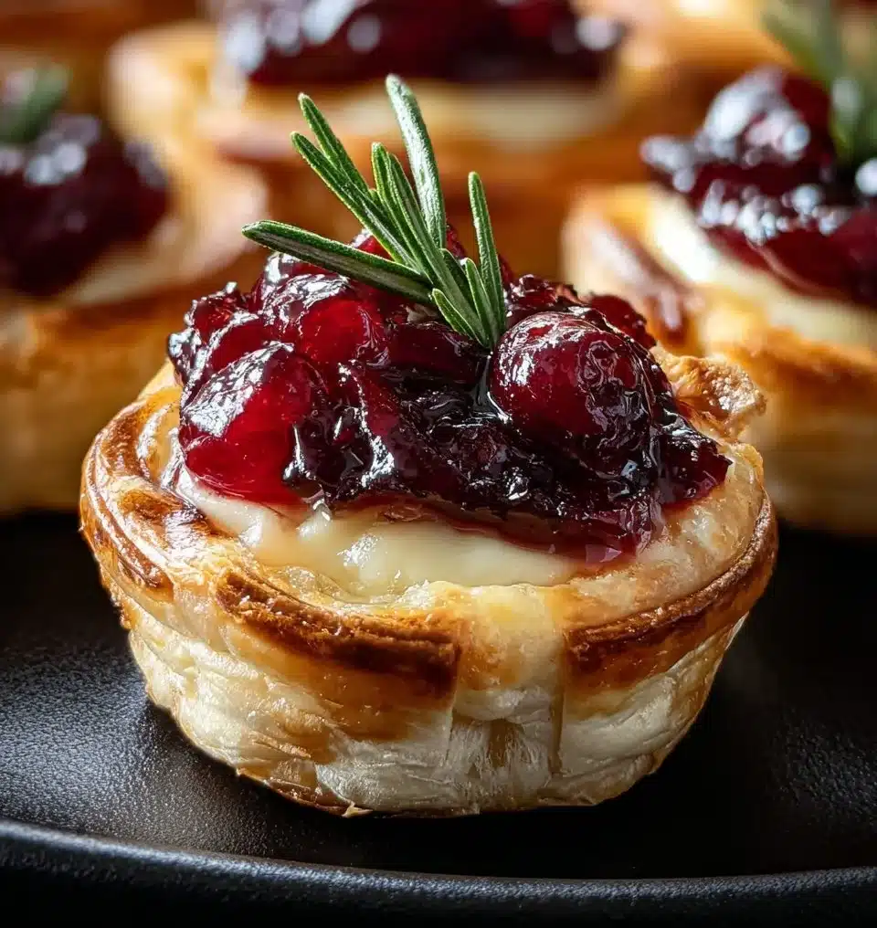 Delicious Cranberry Brie Bites served on a platter as an elegant appetizer.