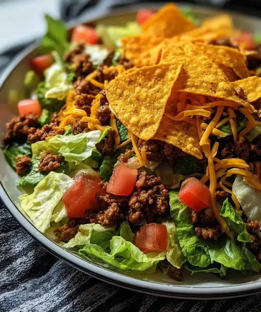 Delicious Doritos Taco Salad loaded with fresh ingredients and crunchy chips