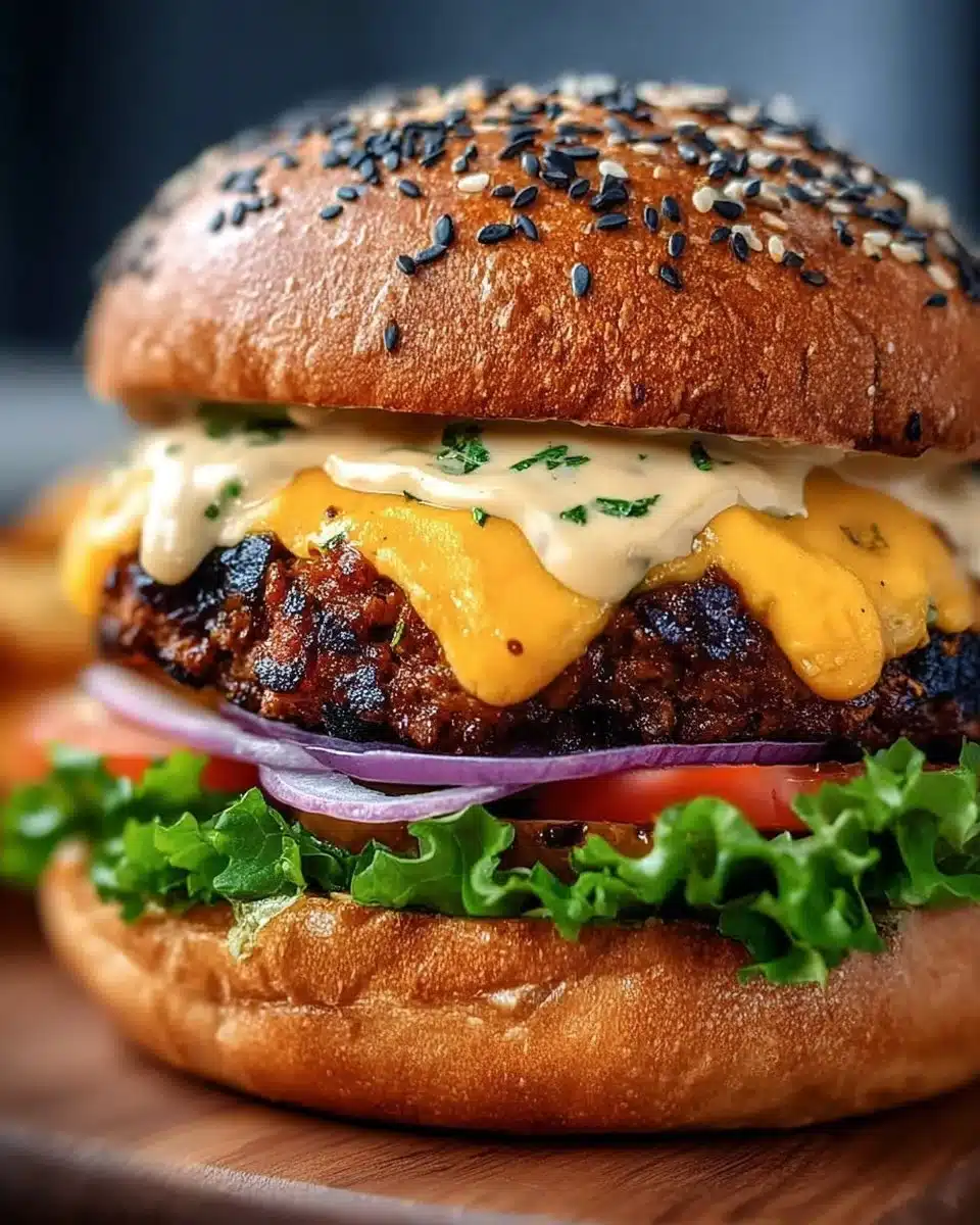 Delicious Epic Black Bean Burger served on a plate with fresh toppings