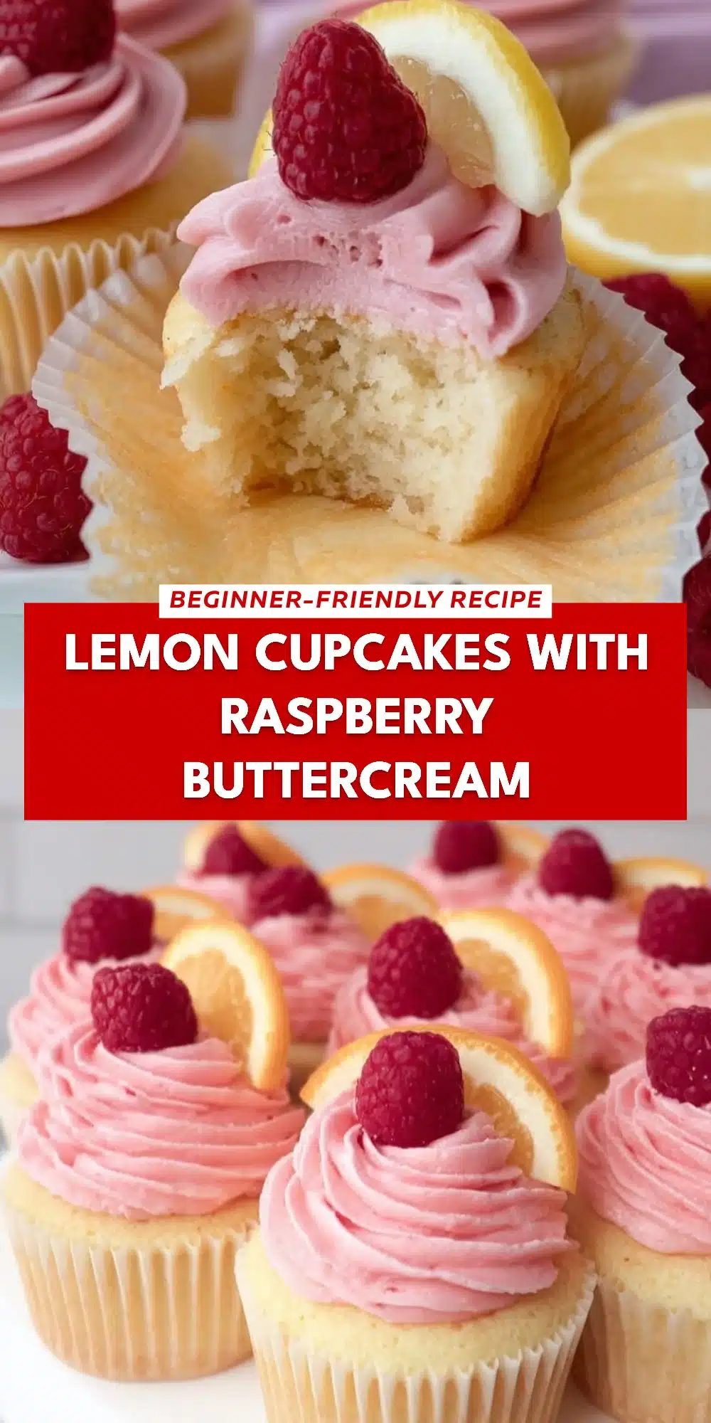Lemon Cupcakes with Raspberry Buttercream