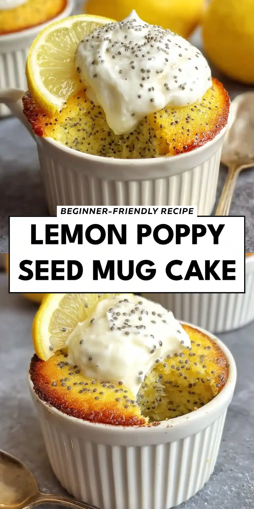 Frosted Lemon Poppy Seed Mug Cake