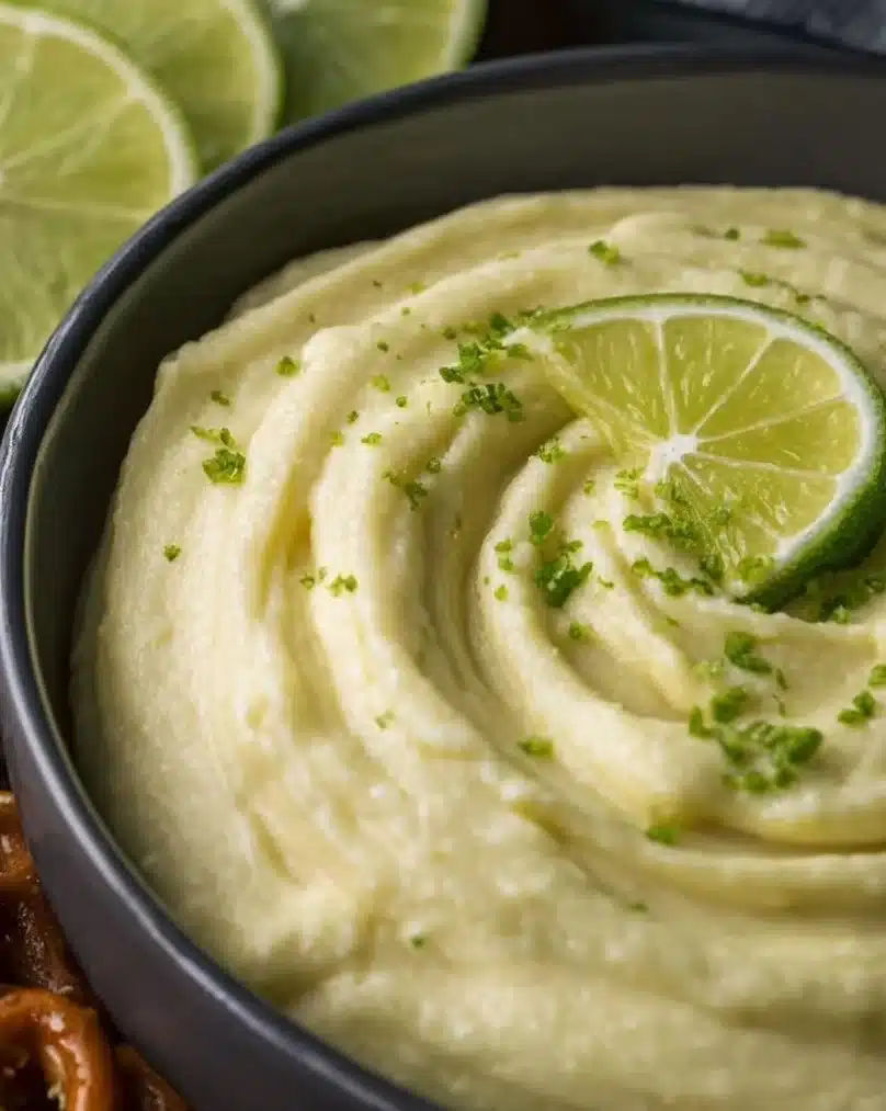 Creamy and zesty Margarita Dip served in a bowl with tortilla chips