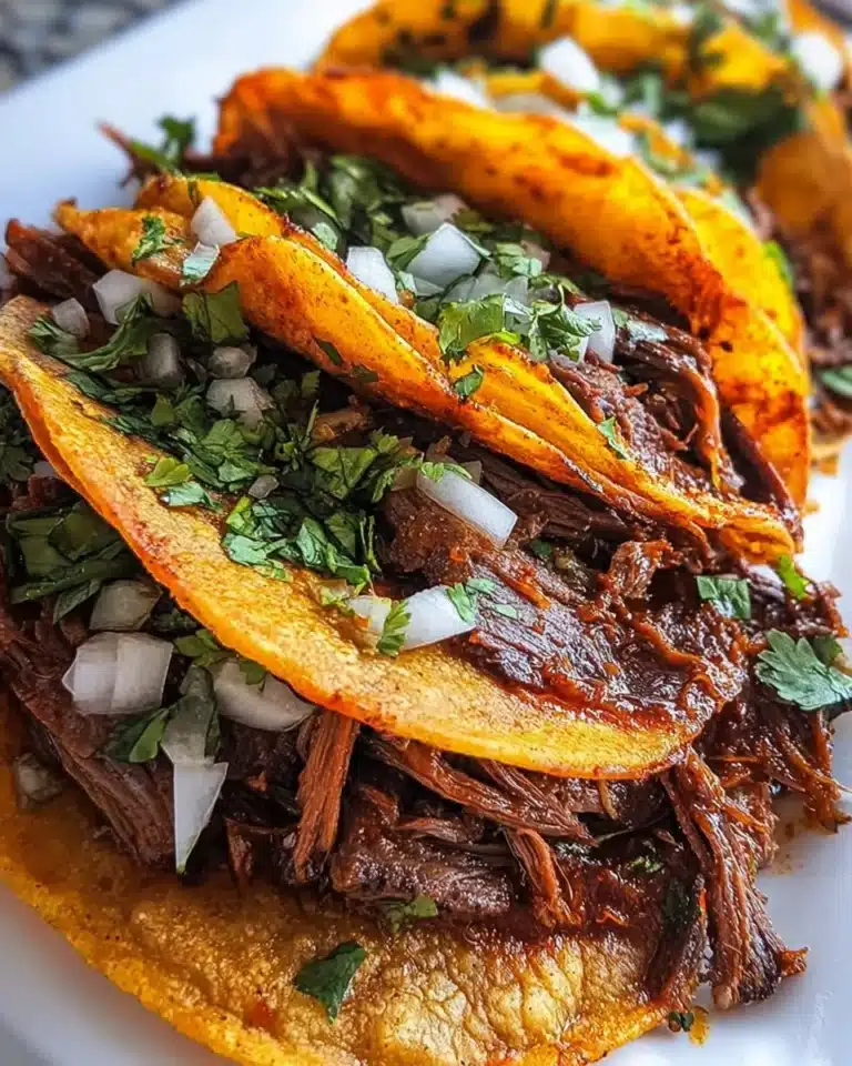 Delicious Mexican Birria Tacos served with a side of broth and fresh cilantro