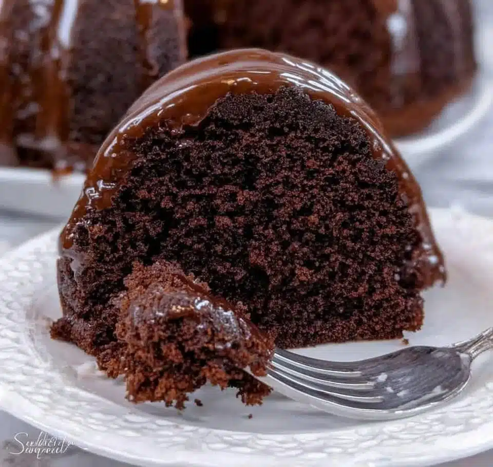 Delicious Mexican Chocolate Bundt Cake topped with chocolate frosting