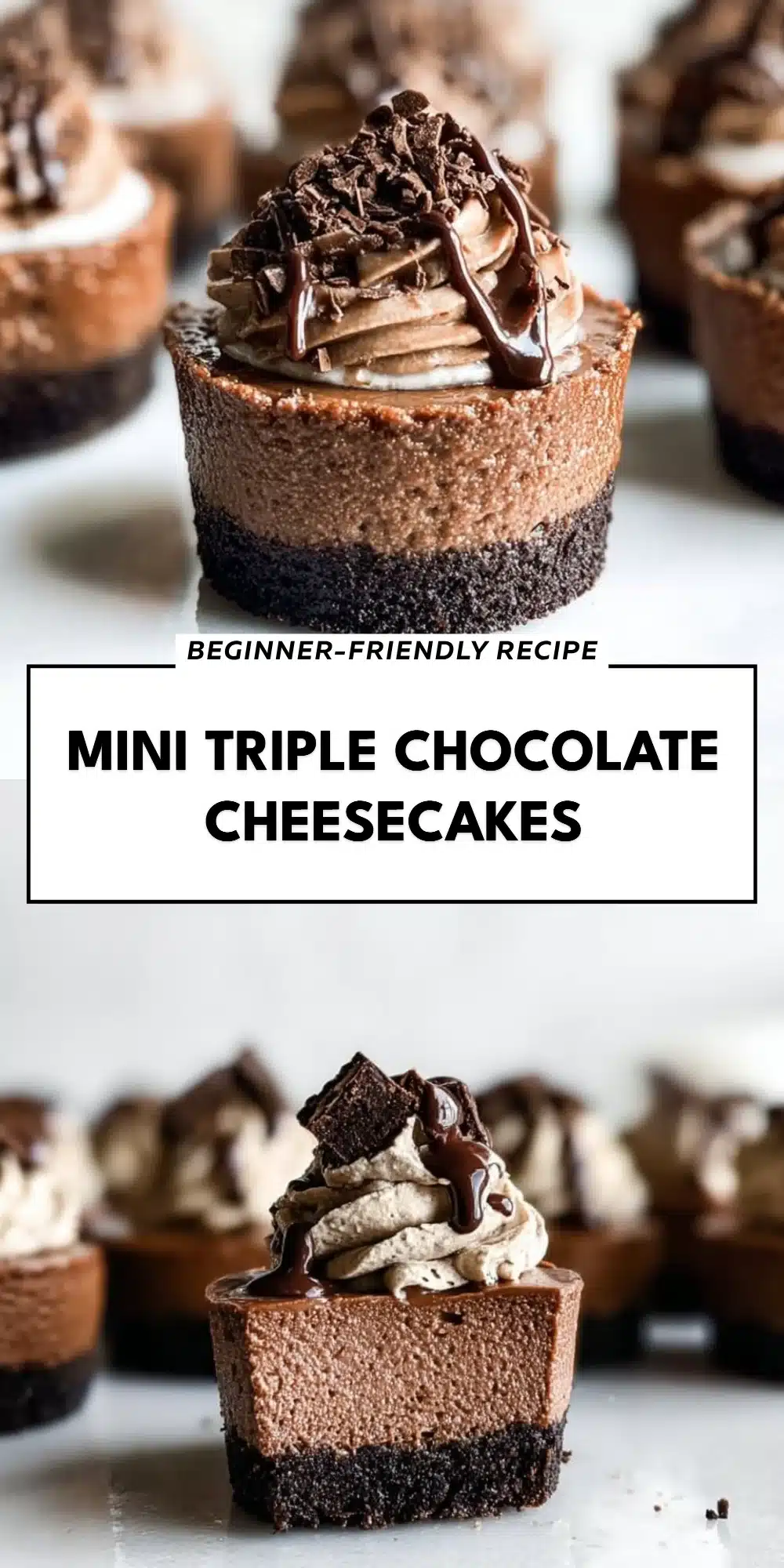 Mini Triple Chocolate Cheesecakes