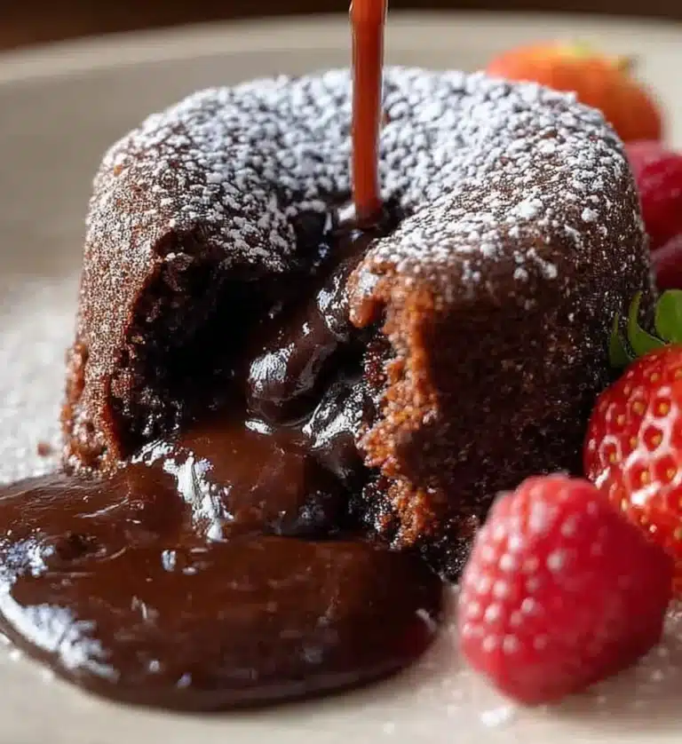 Delicious molten lava cake with a gooey chocolate center