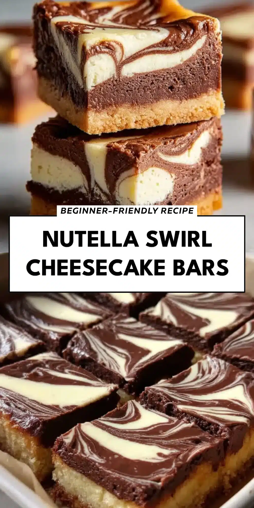 Nutella Swirl Cheesecake Bars