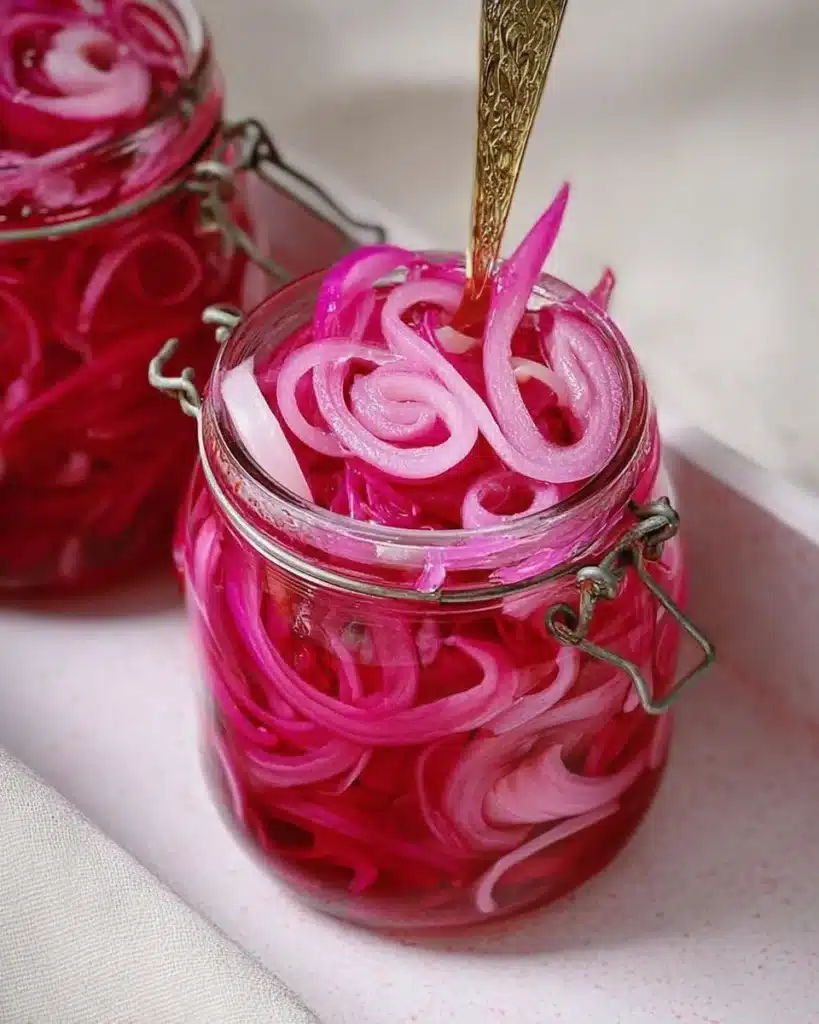 Jar of pickled red onions ready to enhance your dishes