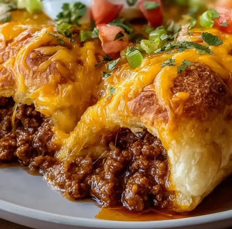 Pillsbury Crescent Roll Taco Bake served on a plate, garnished with toppings.