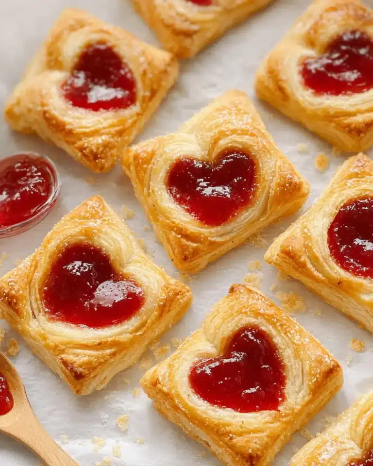 Delicious puff pastry jam tarts with vibrant fruit fillings on a rustic background.