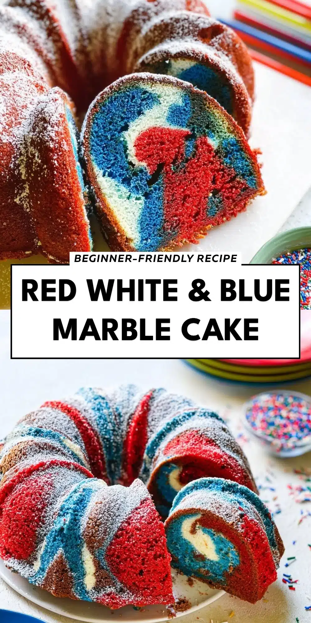 Red White & Blue Marble Cake