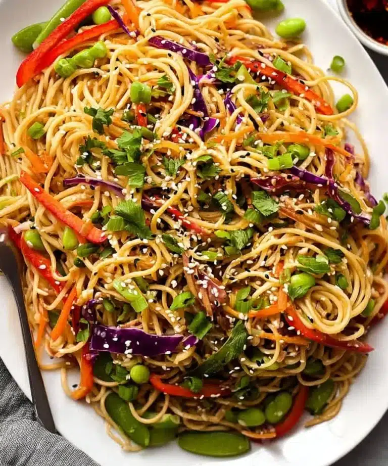 Delicious Sesame Noodle Salad with veggies and sesame dressing
