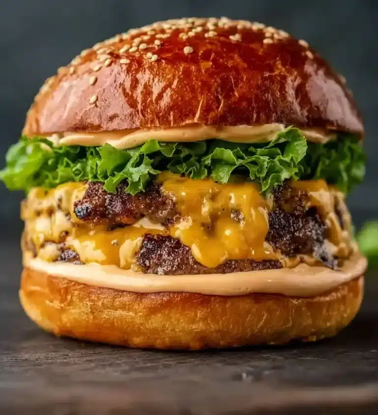 Deliciously seared Smash Burger with fresh toppings