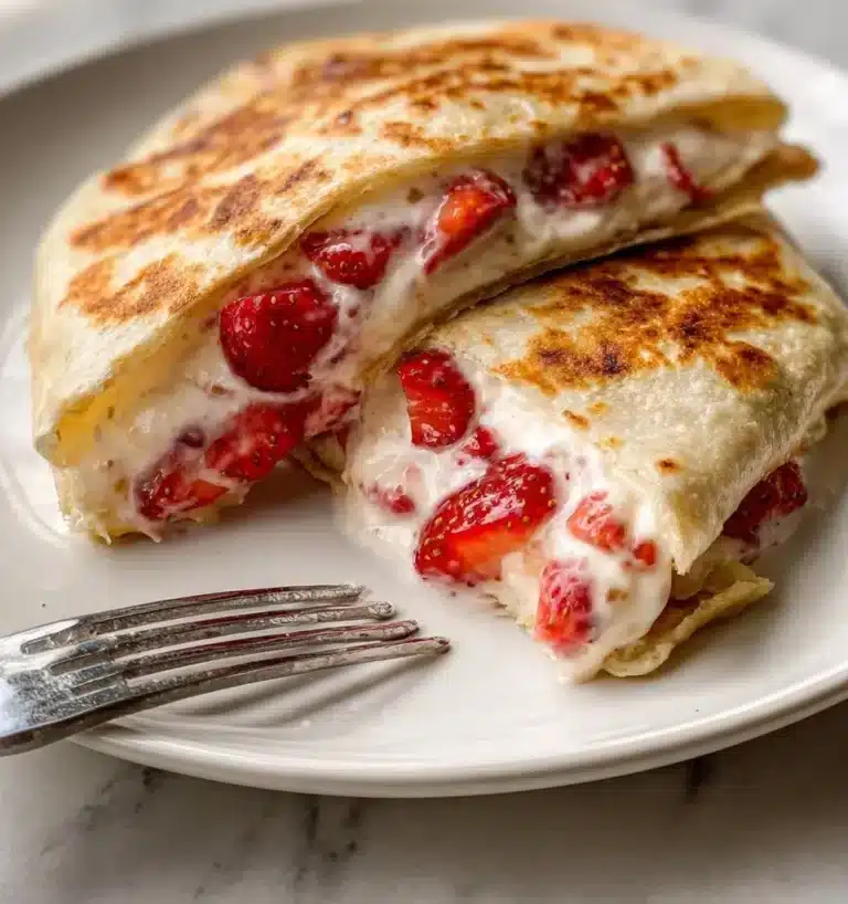 Strawberry cheesecake tortilla rolls with fresh strawberries and cream cheese