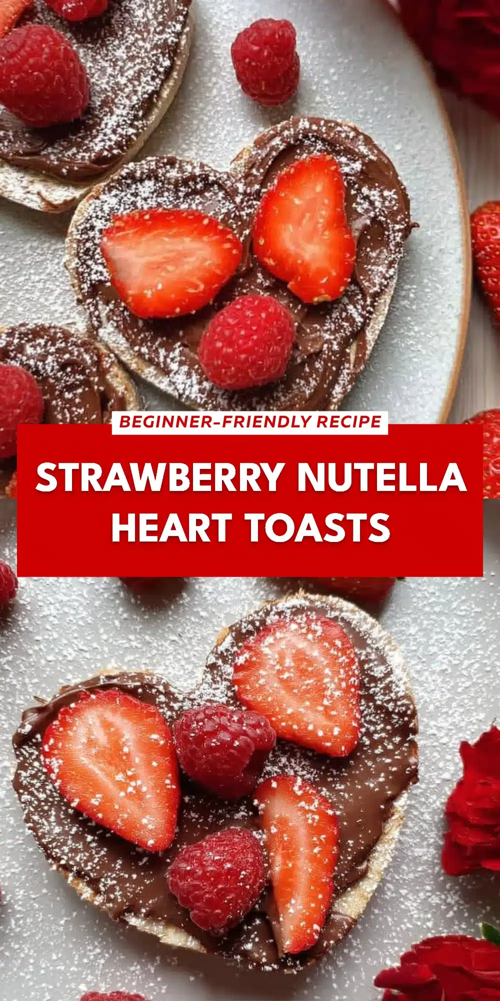 Strawberry Nutella Heart Toasts