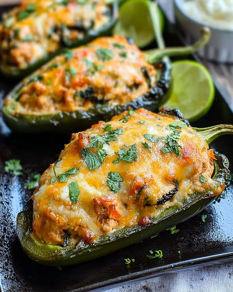 Delicious stuffed poblano peppers with a savory filling