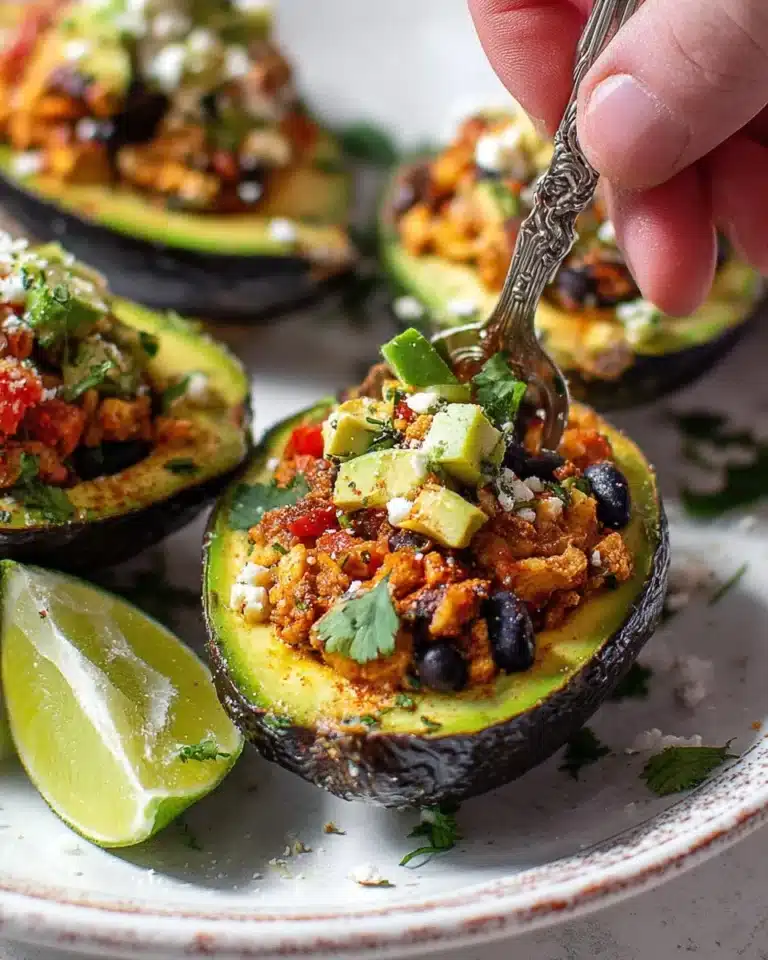 Delicious Tex-Mex stuffed avocados filled with savory ingredients