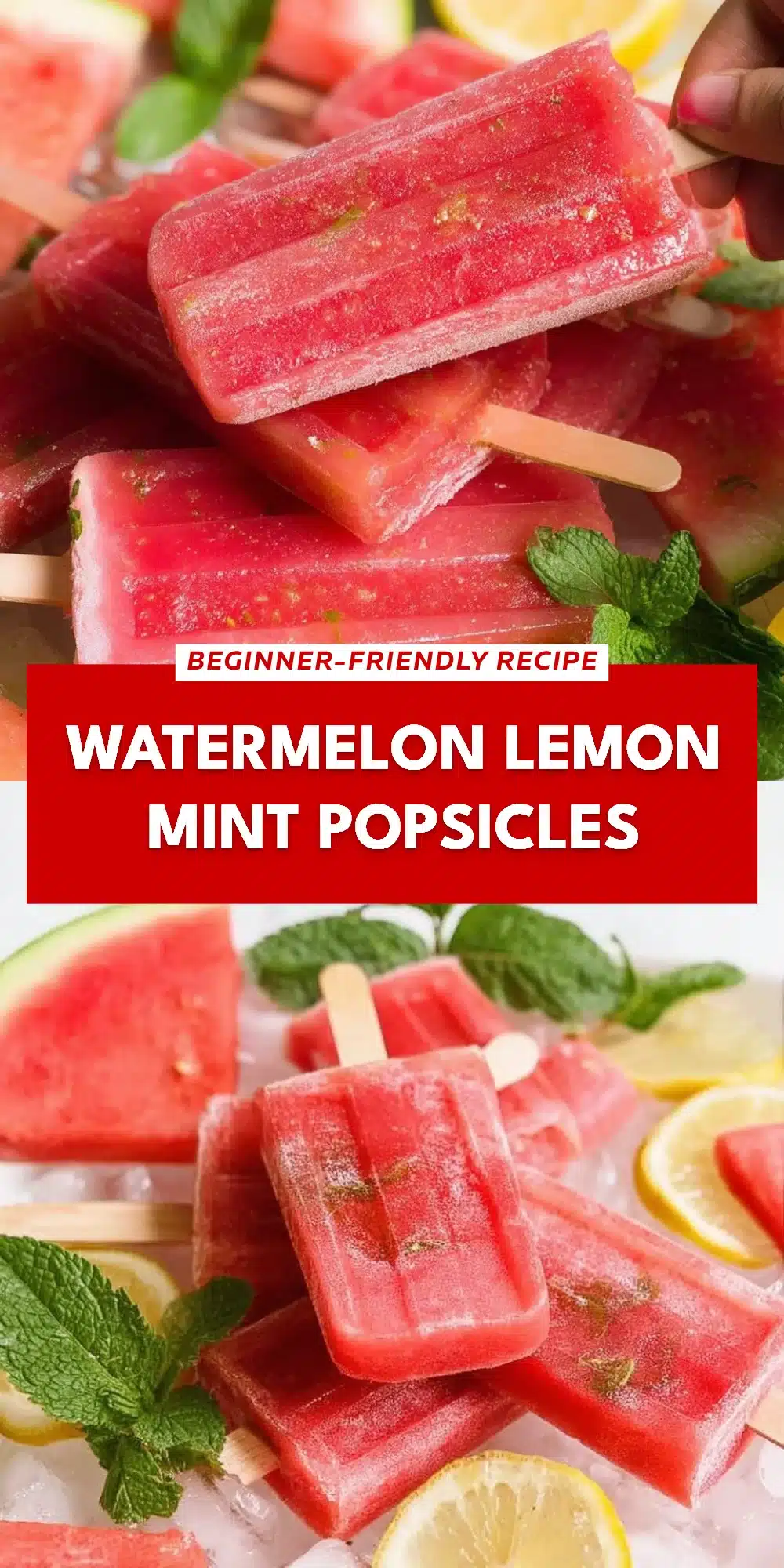 Watermelon Lemon Mint Popsicles