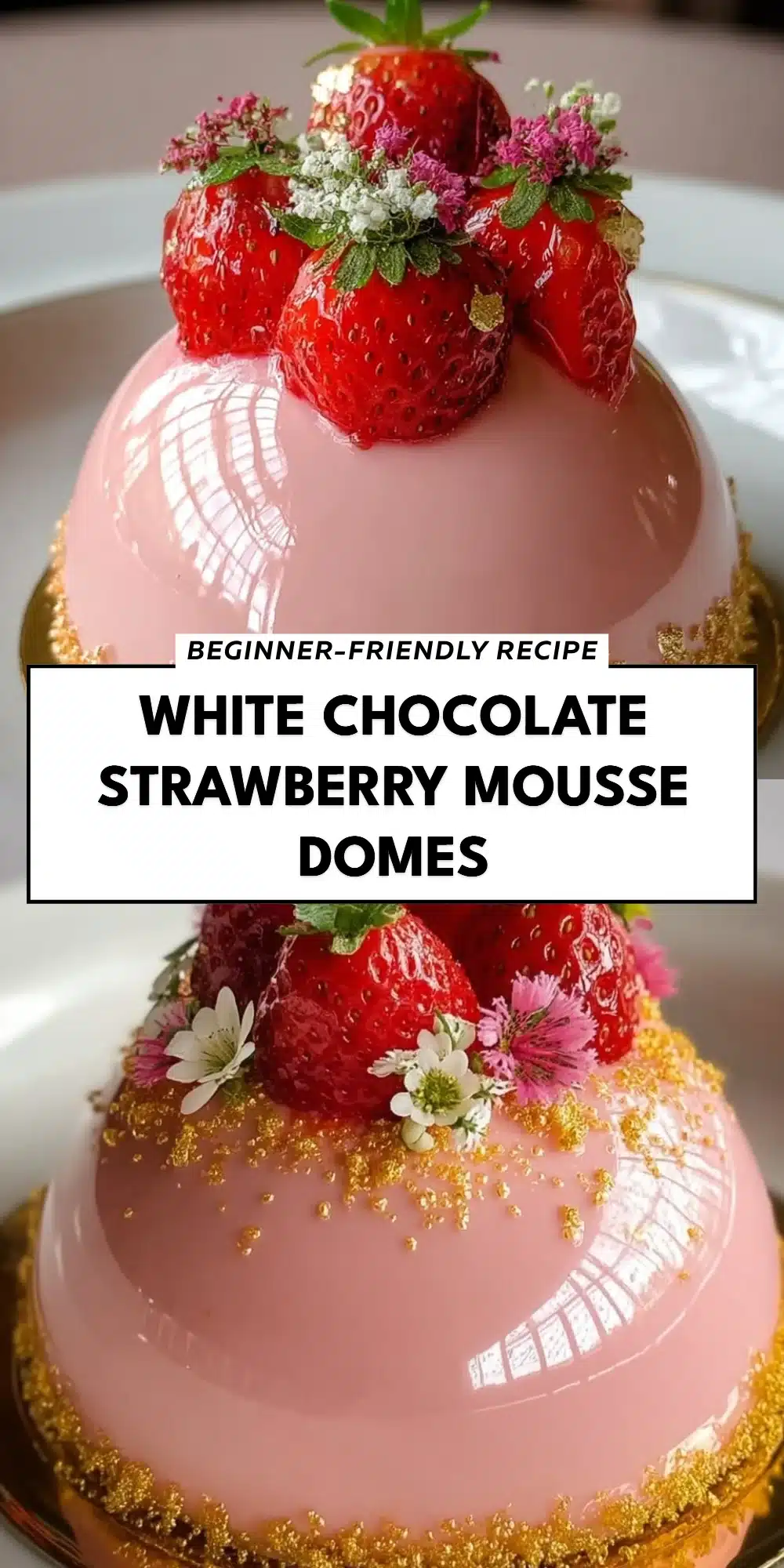 White Chocolate Strawberry Mousse Domes – Elegant Café Dessert