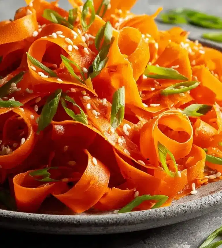 Colorful Carrot Ribbon Salad with fresh herbs and dressing