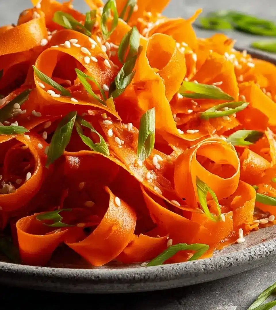 Colorful Carrot Ribbon Salad with fresh herbs and dressing