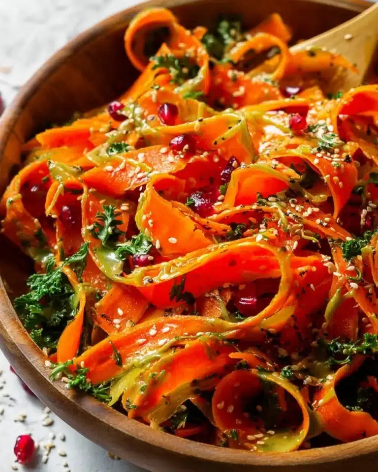 Fresh and colorful carrot salad with herbs and dressing