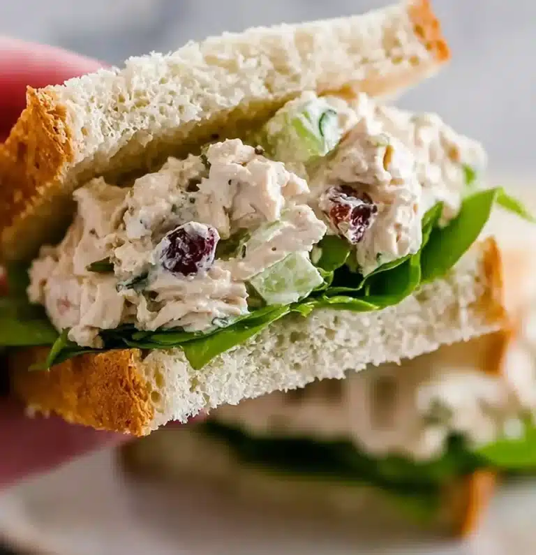 Delicious chicken salad tea sandwiches ready for serving at a tea party