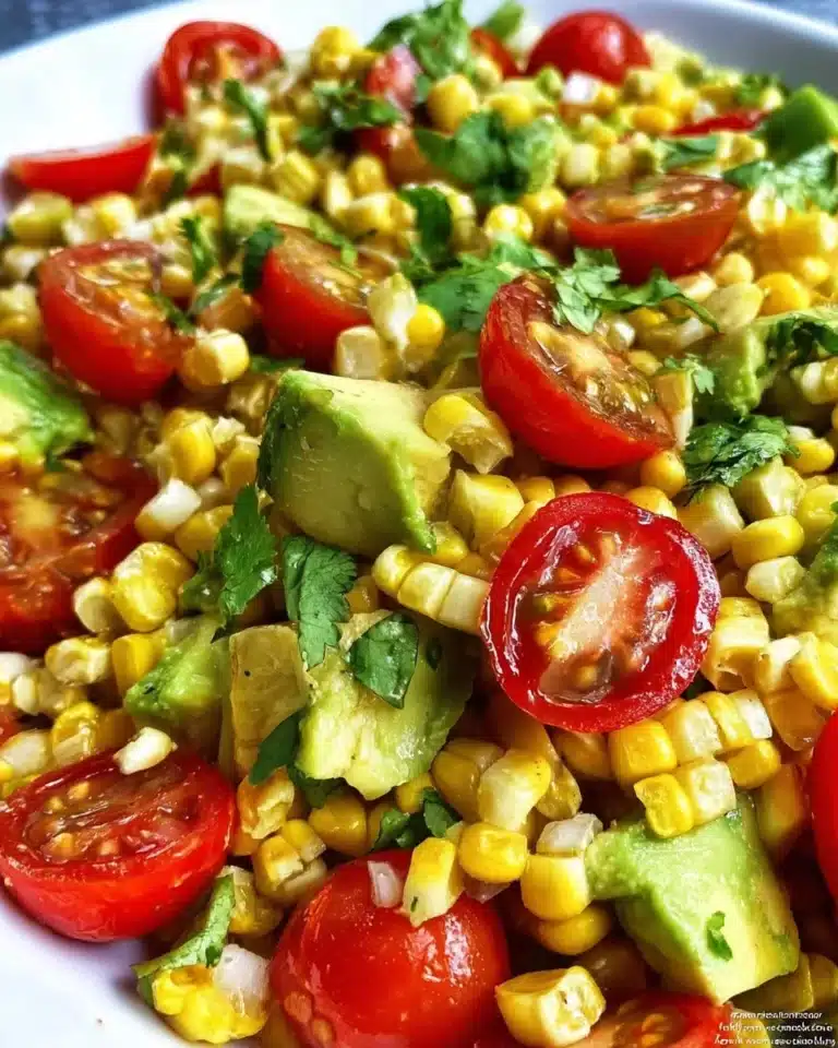 Delicious Corn And Avocado Salad with fresh ingredients