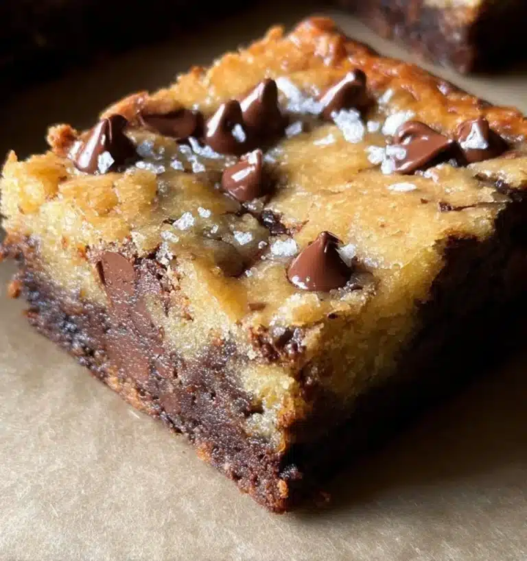 Delicious Greek yogurt blondie brownies topped with chocolate chips