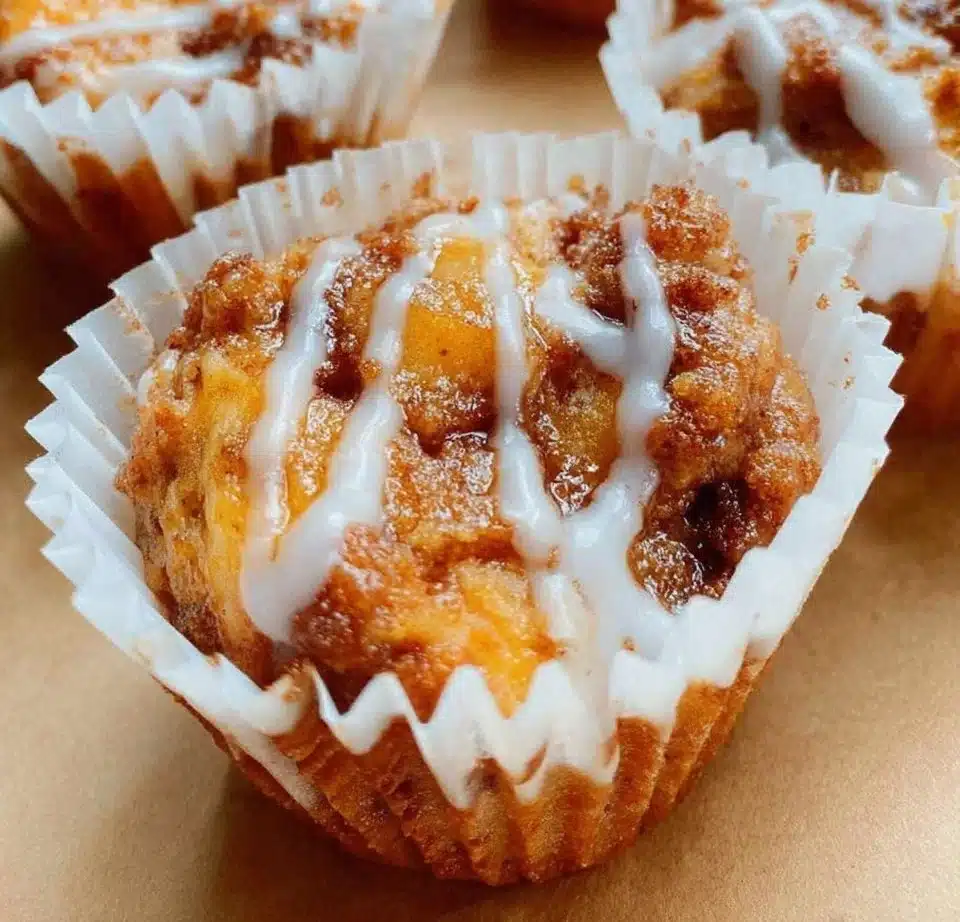 Sourdough Peach Coffee Cake Muffins