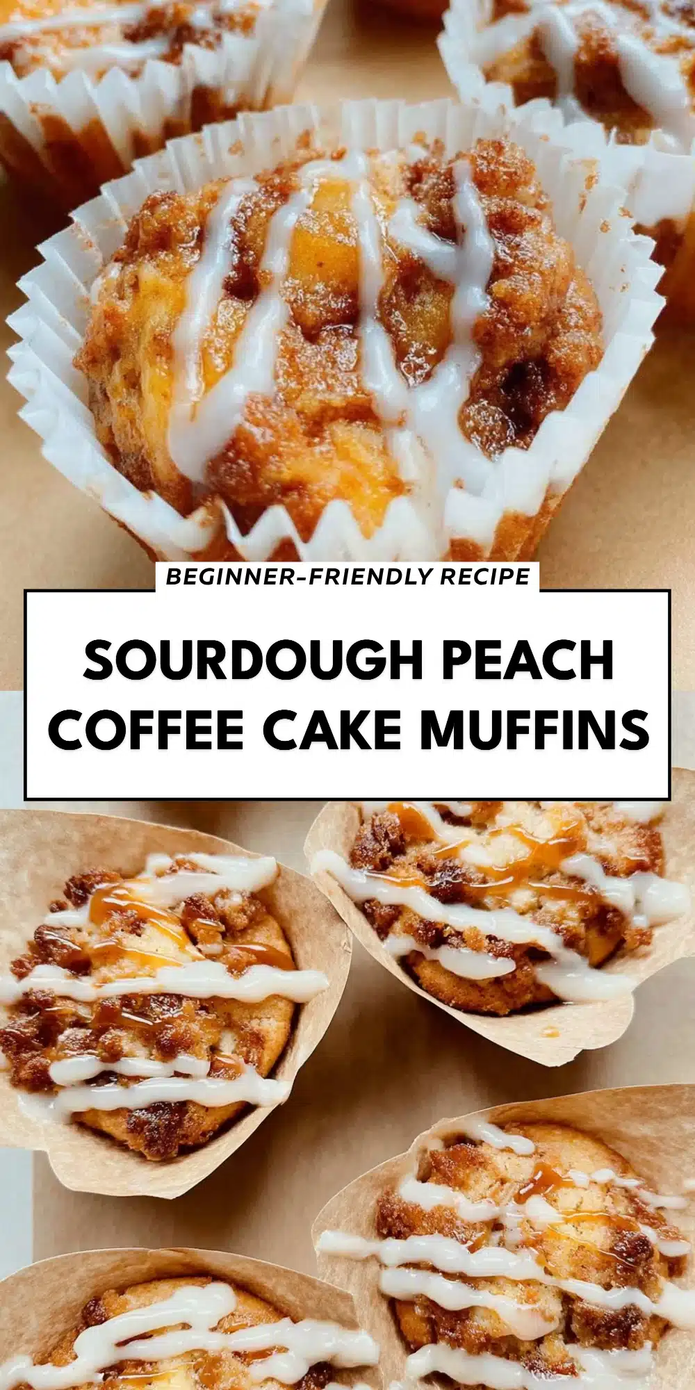 Sourdough Peach Coffee Cake Muffins