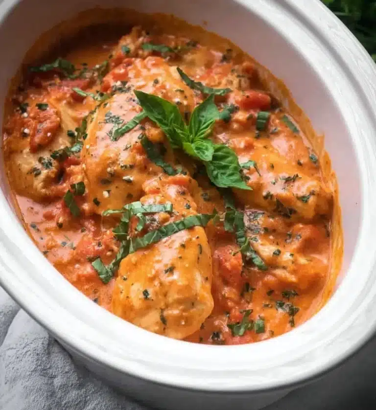 Delicious Tomato Basil Chicken with fresh basil and vibrant tomatoes