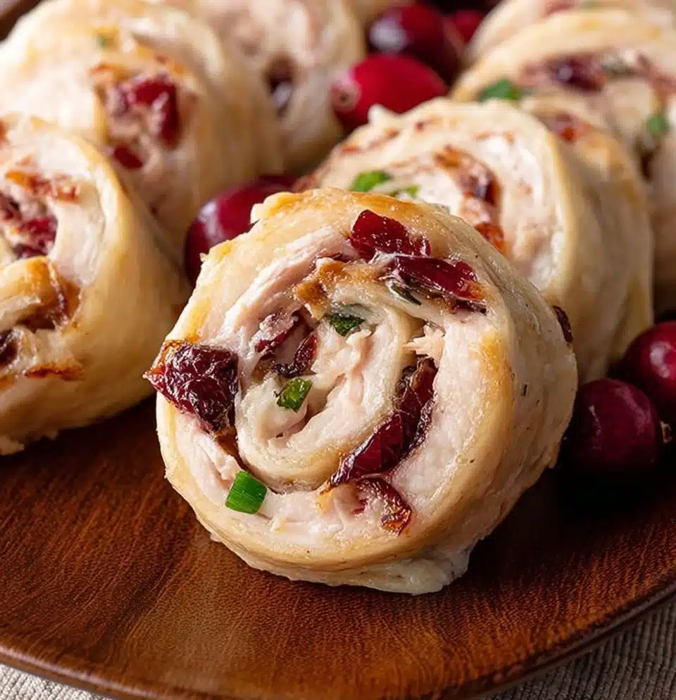 Turkey Cranberry Pinwheels served as an appetizer platter.