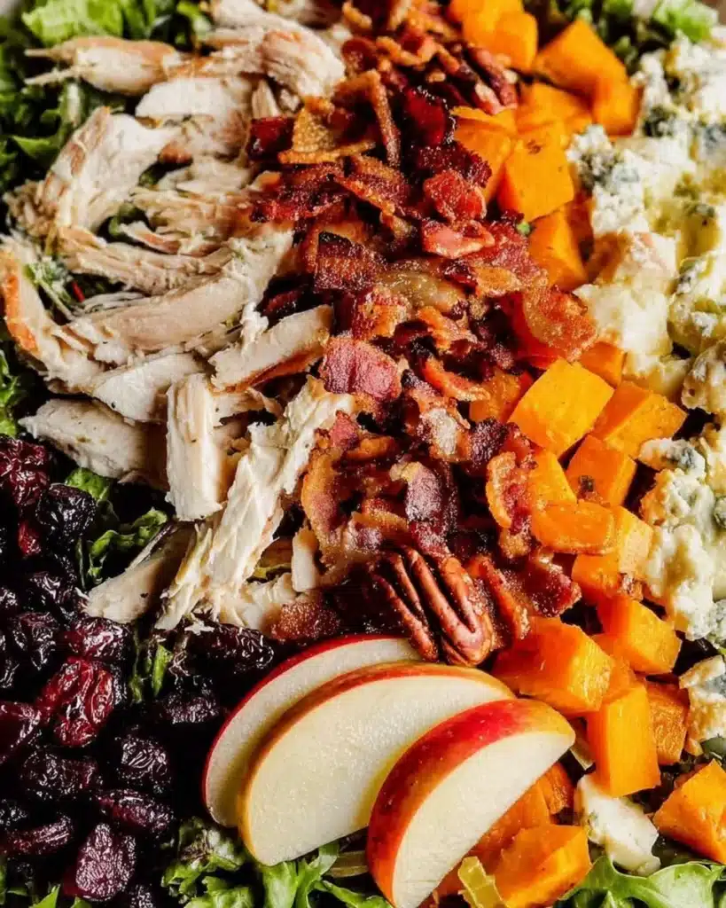 Fresh and colorful Cobb Salad with chicken, bacon, and avocado.