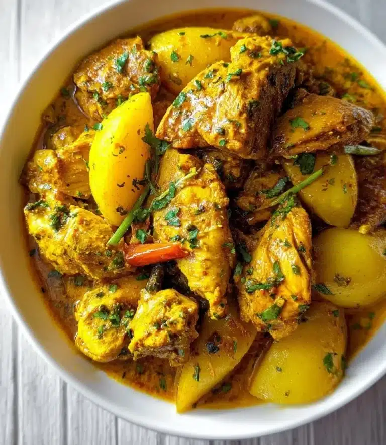 Delicious Curry Chicken dish garnished with fresh herbs