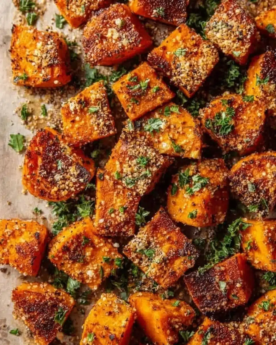 Garlic Parmesan Sweet Potatoes