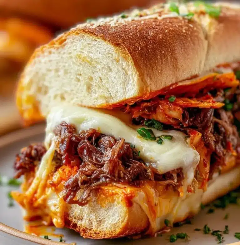 Delicious Kimchi Bulgogi Cheesesteak with melted cheese and fresh ingredients